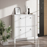 Sakura Floransa  4 kapaklı ayakkabılık -Wood Beyaz-Minifiks Bağlantılı