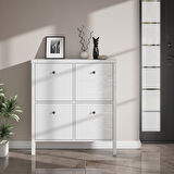 Sakura Floransa  4 kapaklı ayakkabılık -Wood Beyaz-Minifiks Bağlantılı