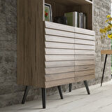 Hunerika Burgos Premium iki kapaklı Panjur Desenli kitaplık -Minifiks - Pera / Siyah