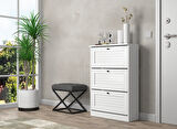 Sakura Palermo 3 kapaklı ayakkabılık-Wood Beyaz -Minifiks Bağlantılı