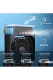 Taşınabilir Işıklı 5 Spreyli Vantilatör Buzlu Buharlı Vantilatör Mini Fan Nemlendirici