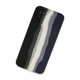 Samsung Galaxy A03s Kılıf Ebruli Lansman Silikon - Siyah-lacivert