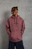 Erkek 3 İplik Pamuklu Kapüşonlu Baskılı Cepli Sweatshirt Hoodie - Gül Kurusu