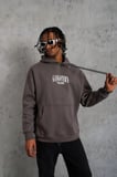 Erkek 3 İplik Pamuklu Baskılı Kapüşonlu Cepli Sweatshirt Hoodie - Gri