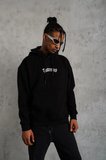 Erkek Baskılı Kapüşonlu 3 iplik pamuklu hoodie Sweatshirt - Siyah