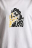 Kadın Baskılı T-Shirt Kısa Kol Bisiklet Yaka Oversize Rahat Kalıp Günlük Tişört - Beyaz