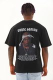 Erkek Kısa Kol Yazlık Tişört Bisiklet Yaka Baskılı Oversize T-Shirt - Siyah