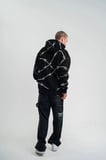 ERKEK Kapüşonlu Varak ve Pano Baskılı Hoodie  SweatShirt- Siyah