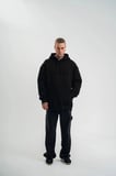 Erkek 3 İplik Pamuklu Oversize Kapüşonlu Nakışlı Hoodie SweatShirt - Siyah