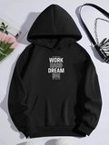 Kadın Oversize Kapüşonlu Cepli Baskılı 3 İplik Pamuklu Hoodie Sweatshirt - Siyah