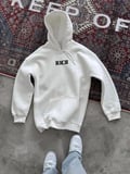 Erkek Kapüşonlu Kanguru Cepli Sweatshirt 3 İplik Pamuklu Baskılı Hoodie -  Beyaz