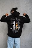 Erkek Kapüşonlu Kanguru Cepli Sweatshirt 3 İplik Pamuklu Baskılı Hoodie - Siyah