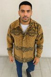 Erkek Düğmeli Gömlek Polar Sweatshirt Yumuşak Dokulu Oversize Kalıp -Sarı