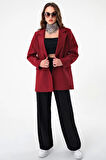 Bordo Çift Düğmeli Blazer Ceket 