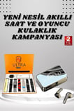Aynalı Bluetooth Kulaklık Ve 7 Kordonlu Akıllı Saat Dijital Göstergeli Uzun Pil Ömrü