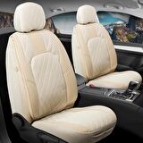 Volvo XC60 Yeni Uyumlu Lüx Deri Oto Koltuk Kılıfı Ön Arka Set Chester Serisi Bej FS