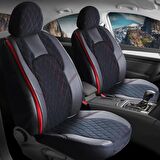 
Skoda Fabia Uyumlu Lüx Deri Oto Koltuk Kılıfı Ön Arka Set Chester Serisi Siyah Kırmızı