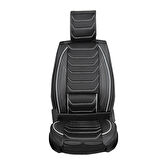 Chevrolet Captiva Uyumlu Lüx Deri Oto Koltuk Kılıfı Ön/Arka Set Antalya Serisi Siyah Beyaz
