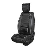 Chevrolet Captiva Uyumlu Lüx Deri Oto Koltuk Kılıfı Ön/Arka Set Antalya Serisi Siyah Beyaz