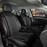 Peugeot 2008 Uyumlu Lüx Deri Oto Koltuk Kılıfı Ön Arka Set Siyah Beyaz Giydirme Tip