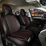 Hyundai İX55  Uyumlu Lüx Deri Oto Koltuk Kılıfı Ön Arka Set Siyah Kırmızı Giydirme Tip