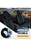
Peugeot 308 Uyumlu Lüx Deri Oto Koltuk Kılıfı Ön Arka Set Siyah Mavi Giydirme Tip