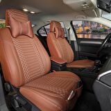 Audi Q3 Uyumlu Lüx Deri Oto Koltuk Kılıfı Ön Arka Set Tarçın Giydirme Tip