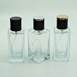 20 ADET BOŞ CAM PARFÜM ŞİŞE, 50 ML, KÜÇÜK KARE MODEL, ŞEFFAF