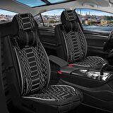 
Fiat Linea Uyumlu Lüx Deri Oto Koltuk Kılıfı Ön Arka Set Siyah Beyaz Royal Model