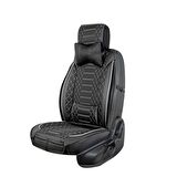 
Seat İbiza ESKİ Uyumlu Lüx Deri Oto Koltuk Kılıfı Ön Arka Set Siyah Beyaz Royal Model