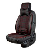 Fiat Egea STW Uyumlu Lüx Deri Oto Koltuk Kılıfı Ön Arka Set Siyah Kırmızı Royal Model