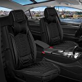 
Fiat Bravo Uyumlu Lüx Deri Oto Koltuk Kılıfı Ön Arka Set Siyah Royal Model