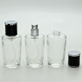 20 ADET BOŞ CAM PARFÜM ŞİŞE, 50 ML, KONİK SİLİNDİR MODEL, ŞEFFAF