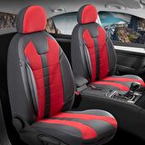 Chery Tiggo Uyumlu Deri Detaylı Oto Koltuk Kılıfı Ön Arka Set Vista Siyah Kırmızı