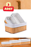 3 Adet Bambu Sepet Set Çok Amaçlı Banyo Mutfak Sepet