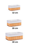 3 Adet Bambu Sepet Set Çok Amaçlı Banyo Mutfak Sepet