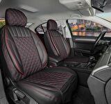 Mazda Cx5 Uyumlu Yarı Deri Oto Koltuk Kılıfı Ön Arka Set Siyah Kırmızı 