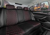Mazda Cx5 Uyumlu Yarı Deri Oto Koltuk Kılıfı Ön Arka Set Siyah Kırmızı 