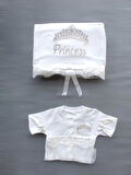 Taçlı Prensesim Nakışlı  10lu Zıbın Takımı Hastane Çıkışı Ekru