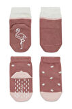 Hayvan Figür Kaymaz Kız Soket Çorap 2'li  Pudra