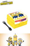 Flosoft Lisanslı Minions Matara ve Beslenme Kutusu, 3 Bölmeli Okul Beslenme Kabı ve Suluğu 2’li Set