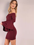 B101320 İspanyol Kol Straplez Elbise