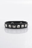 Gothic Button Suni Deri Bileklik