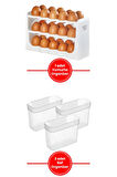 Flosoft 30’lu Yumurta Organizer ve 3 Adet Asılabilir Buzdolabı Düzenleyici Set