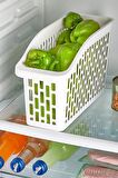 Flosoft 4 Adet Buzdolabı Sepeti, Mutfak Banyo Dolap İçi Düzenleyici Organizer 4’lü Set (13x30x15cm)