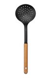 Ahşap Saplı 5’li Servis Seti, Kepçe Kaşık Kevgir Spatula Ezici Set (Yağda Kullanıma Uygun Değildir)