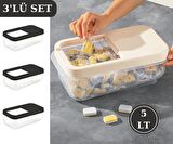 Flosoft Multibox 5 LT Kaydırak Kapaklı Erzak Saklama Kabı 3’lü Set 3x5lt FÜME