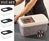 Flosoft Multibox 7,5 LT Kaydırak Kapaklı Erzak Saklama Kabı 3’lü Set 3x7,5lt FÜME