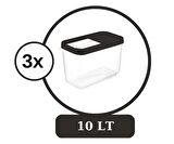 Flosoft Multibox 10 LT Kaydırak Kapaklı Erzak Saklama Kabı 3’lü Set 3x10lt FÜME