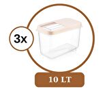 Flosoft Multibox 10 LT Kaydırak Kapaklı Erzak Saklama Kabı 3’lü Set 3x10lt KREM